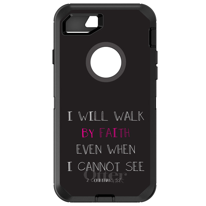 DistinctInk™ OtterBox Defender Series Case for Apple iPhone / Samsung Galaxy / Google Pixel - 2 Corinthians 5:7 - I Will Walk By Faith Even When I Cannot See