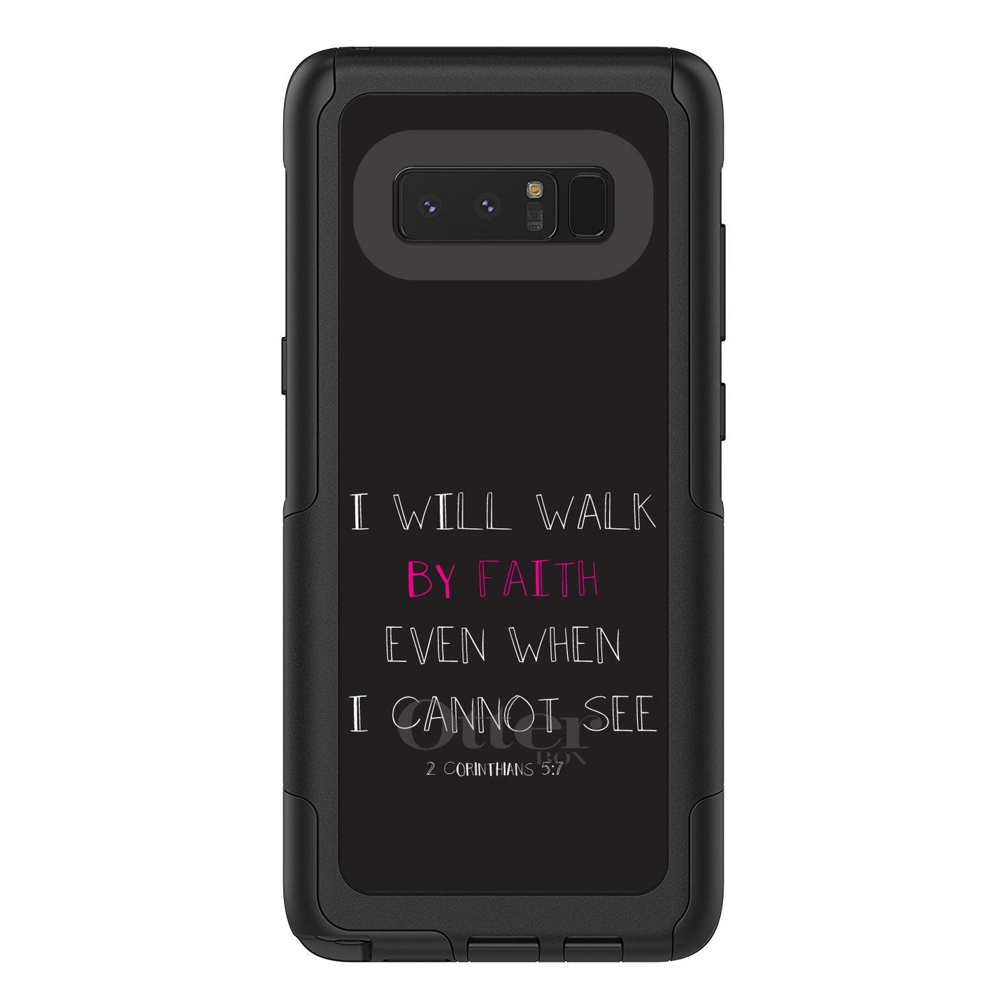 DistinctInk™ OtterBox Commuter Series Case for Apple iPhone or Samsung Galaxy - 2 Corinthians 5:7 - I Will Walk By Faith Even When I Cannot See