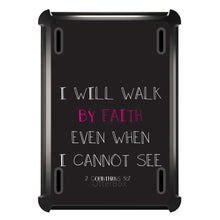 DistinctInk™ OtterBox Defender Series Case for Apple iPad / iPad Pro / iPad Air / iPad Mini - 2 Corinthians 5:7 - I Will Walk By Faith Even When I Cannot See