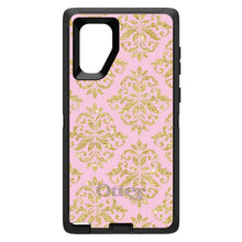 DistinctInk™ OtterBox Defender Series Case for Apple iPhone / Samsung Galaxy / Google Pixel - Pink & Gold Print - Damask Pattern