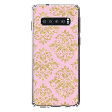 DistinctInk® Clear Shockproof Hybrid Case for Apple iPhone / Samsung Galaxy / Google Pixel - Pink & Gold Print - Damask Pattern