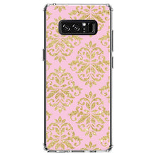 DistinctInk® Clear Shockproof Hybrid Case for Apple iPhone / Samsung Galaxy / Google Pixel - Pink & Gold Print - Damask Pattern