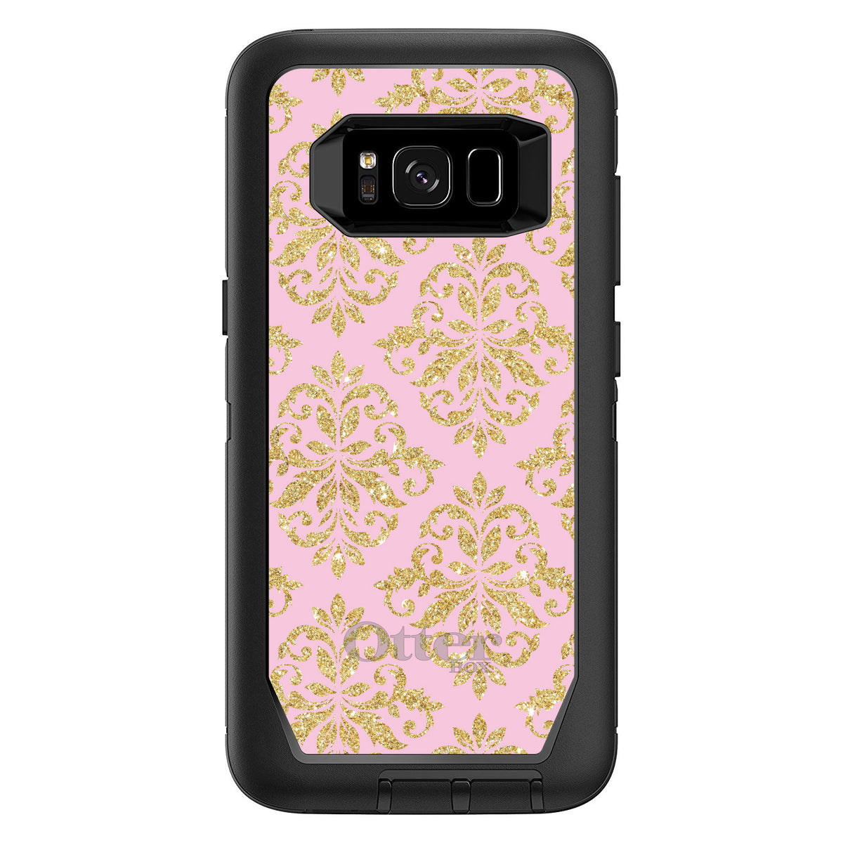 Pink & Gold Print, Damask Pattern OtterBox Defender Case for iPhone & Galaxy, view 12