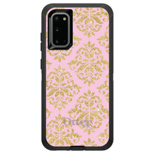 DistinctInk™ OtterBox Defender Series Case for Apple iPhone / Samsung Galaxy / Google Pixel - Pink & Gold Print - Damask Pattern