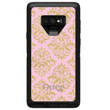 DistinctInk™ OtterBox Defender Series Case for Apple iPhone / Samsung Galaxy / Google Pixel - Pink & Gold Print - Damask Pattern
