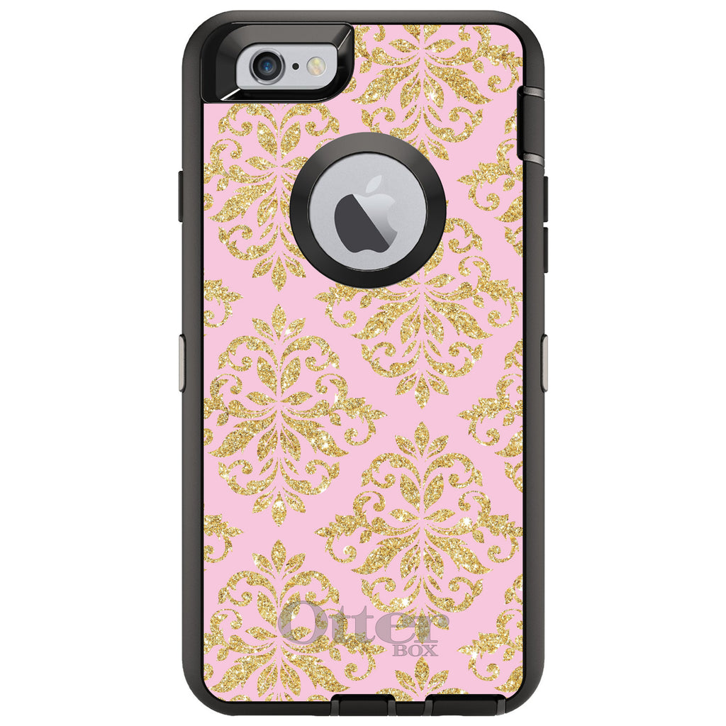 Pink & Gold Print, Damask Pattern OtterBox Defender Case for iPhone & Galaxy, view 4