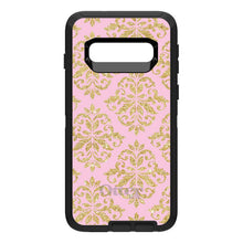 DistinctInk™ OtterBox Defender Series Case for Apple iPhone / Samsung Galaxy / Google Pixel - Pink & Gold Print - Damask Pattern