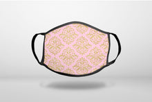 Pink & Gold Print - Damask Pattern - 3-Ply Reusable Soft Face Mask Covering, Unisex, Cotton Inner Layer