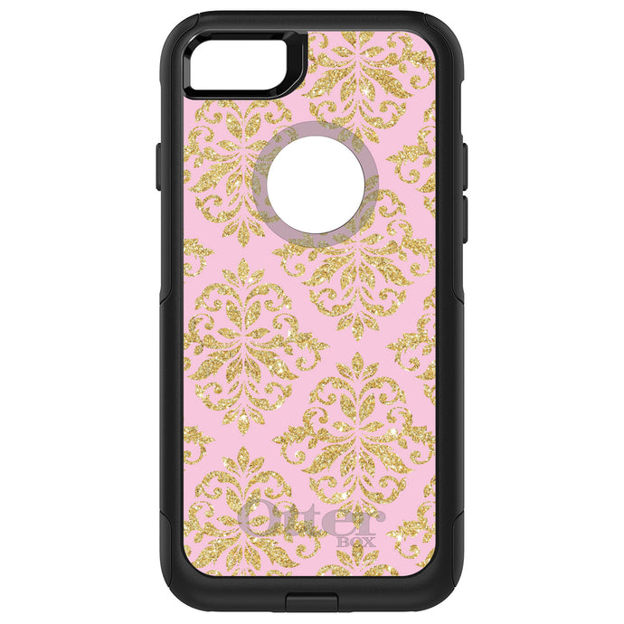 DistinctInk OtterBox Commuter Series Case for Apple iPhone or Samsung Galaxy - Pink & Gold Print - Damask Pattern