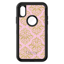DistinctInk™ OtterBox Defender Series Case for Apple iPhone / Samsung Galaxy / Google Pixel - Pink & Gold Print - Damask Pattern