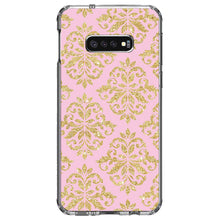 DistinctInk® Clear Shockproof Hybrid Case for Apple iPhone / Samsung Galaxy / Google Pixel - Pink & Gold Print - Damask Pattern