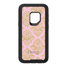 DistinctInk™ OtterBox Defender Series Case for Apple iPhone / Samsung Galaxy / Google Pixel - Pink & Gold Print - Damask Pattern