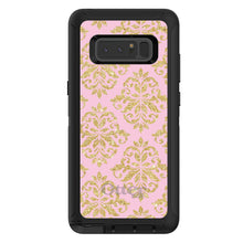 DistinctInk™ OtterBox Defender Series Case for Apple iPhone / Samsung Galaxy / Google Pixel - Pink & Gold Print - Damask Pattern