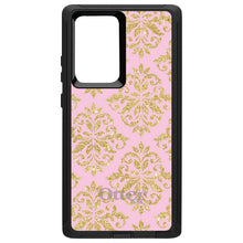 DistinctInk™ OtterBox Defender Series Case for Apple iPhone / Samsung Galaxy / Google Pixel - Pink & Gold Print - Damask Pattern