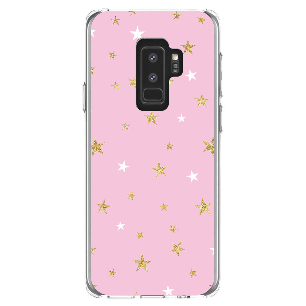 Pink & Gold Print, Stars Pattern Clear Shockproof iPhone Case, view 20