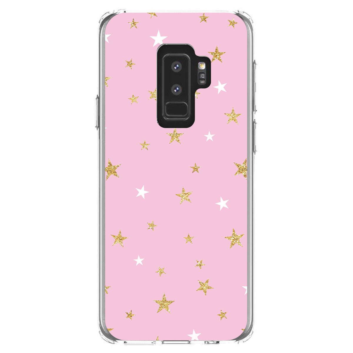 Pink & Gold Print, Stars Pattern Clear Shockproof iPhone Case, view 20
