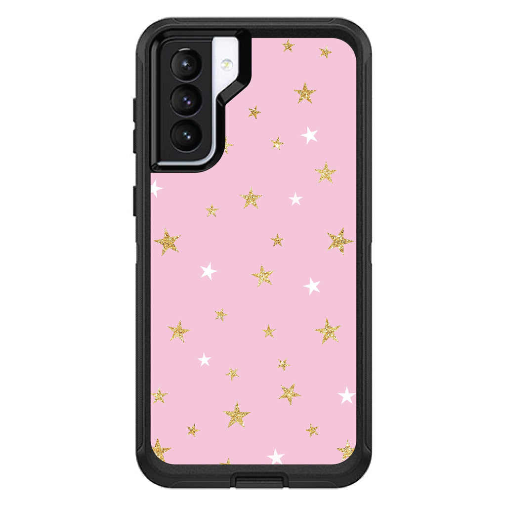 Pink & Gold Print, Stars Pattern OtterBox Defender Case for iPhone & Galaxy, view 5
