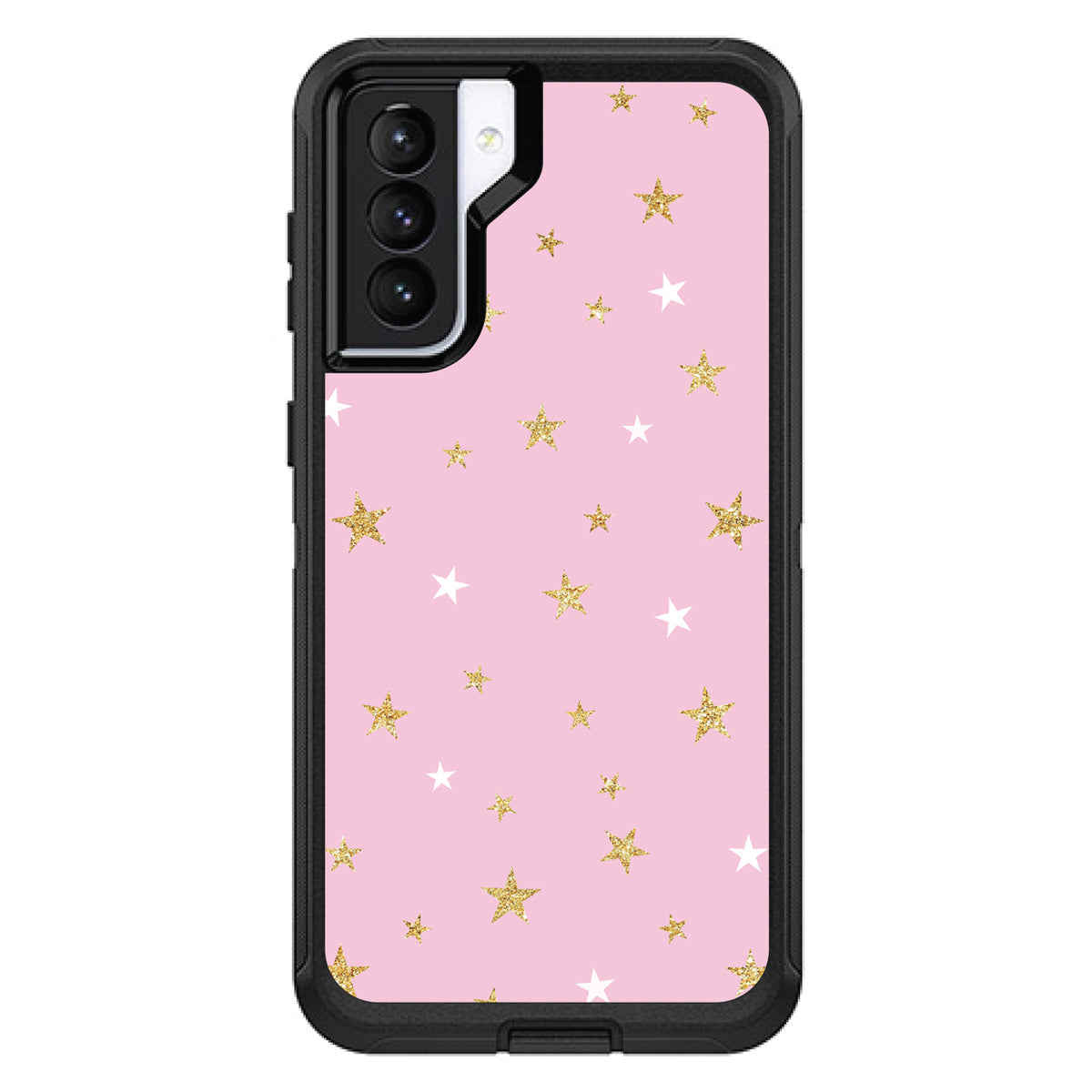 Pink & Gold Print, Stars Pattern OtterBox Defender Case for iPhone & Galaxy, view 5