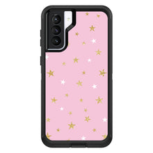 DistinctInk™ OtterBox Defender Series Case for Apple iPhone / Samsung Galaxy / Google Pixel - Pink & Gold Print - Stars Pattern