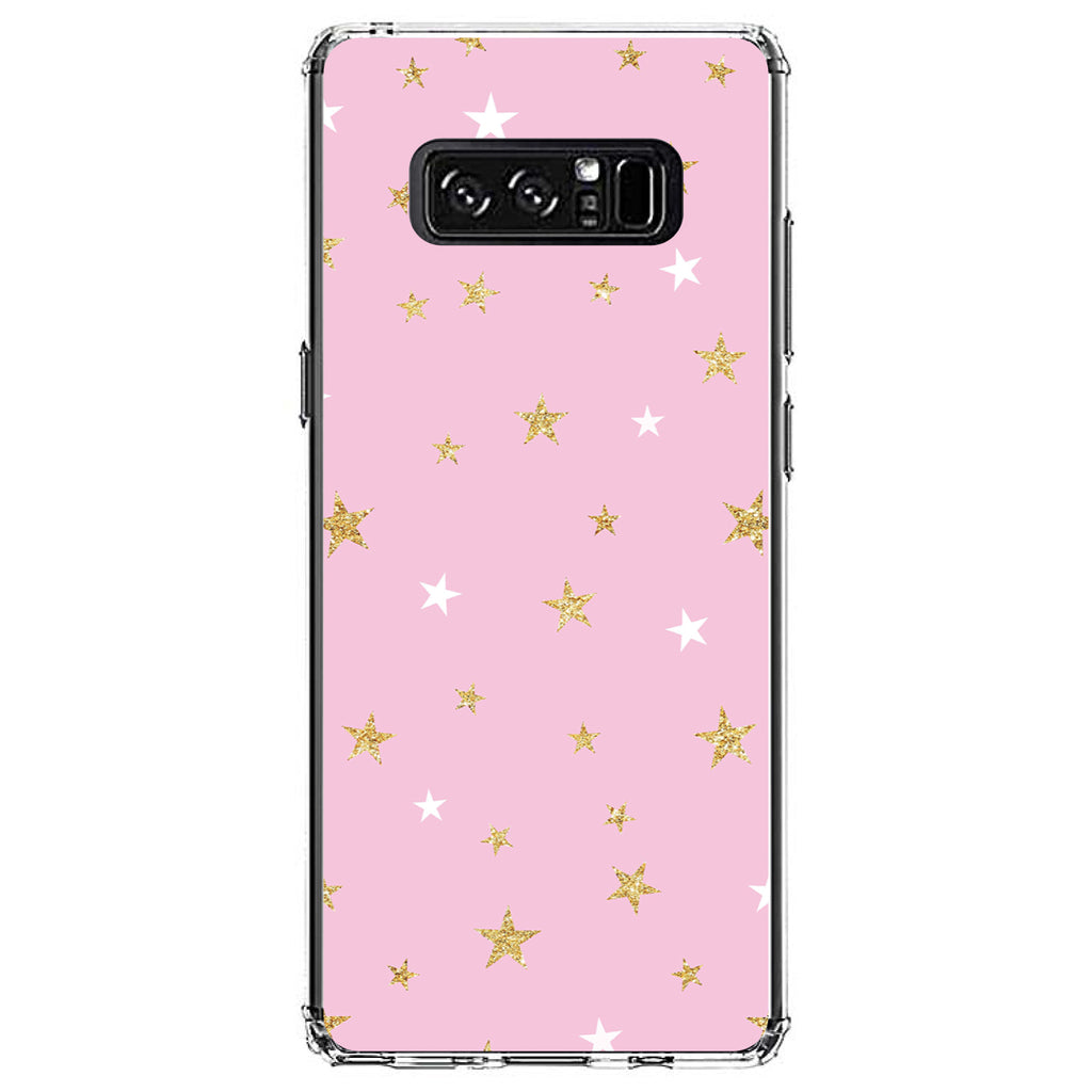 Pink & Gold Print, Stars Pattern Clear Shockproof iPhone Case, view 12