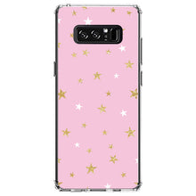 DistinctInk® Clear Shockproof Hybrid Case for Apple iPhone / Samsung Galaxy / Google Pixel - Pink & Gold Print - Stars Pattern