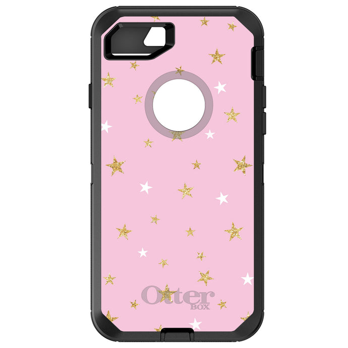 DistinctInk™ OtterBox Defender Series Case for Apple iPhone / Samsung Galaxy / Google Pixel - Pink & Gold Print - Stars Pattern