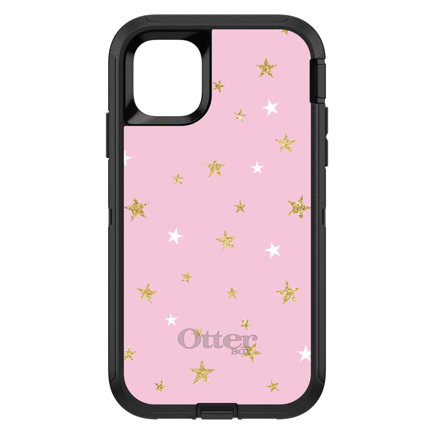 DistinctInk™ OtterBox Defender Series Case for Apple iPhone / Samsung Galaxy / Google Pixel - Pink & Gold Print - Stars Pattern