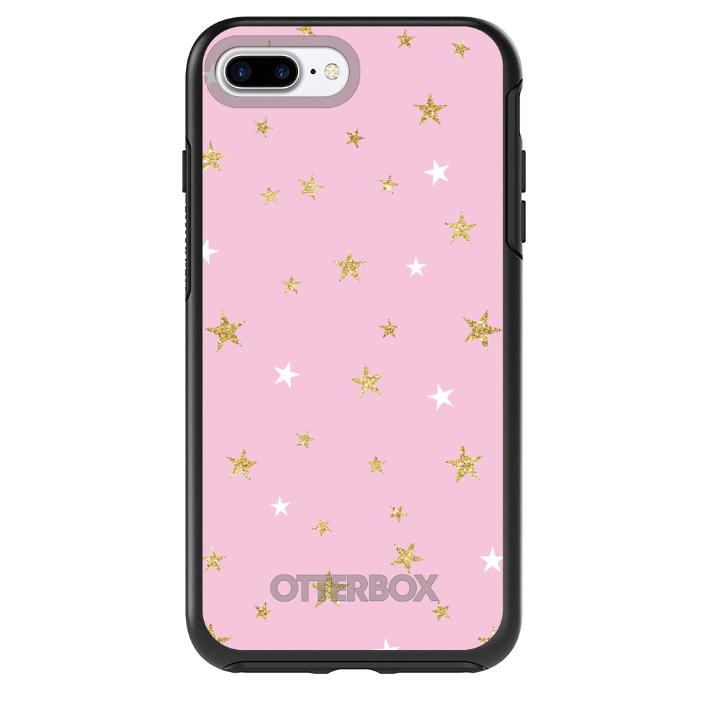 Pink & Gold Print, Stars Pattern OtterBox Symmetry Case for iPhone & Galaxy, view 2