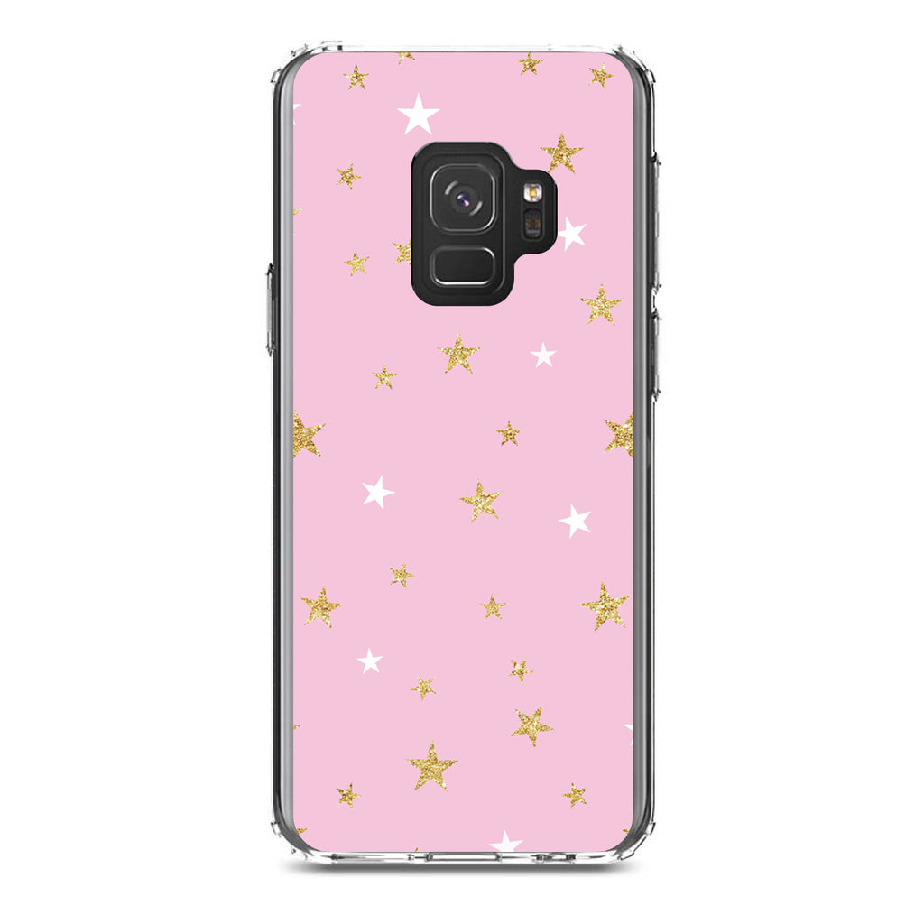 Pink & Gold Print, Stars Pattern Clear Shockproof iPhone Case, view 19