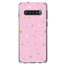 DistinctInk® Clear Shockproof Hybrid Case for Apple iPhone / Samsung Galaxy / Google Pixel - Pink & Gold Print - Stars Pattern