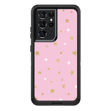 DistinctInk™ OtterBox Defender Series Case for Apple iPhone / Samsung Galaxy / Google Pixel - Pink & Gold Print - Stars Pattern