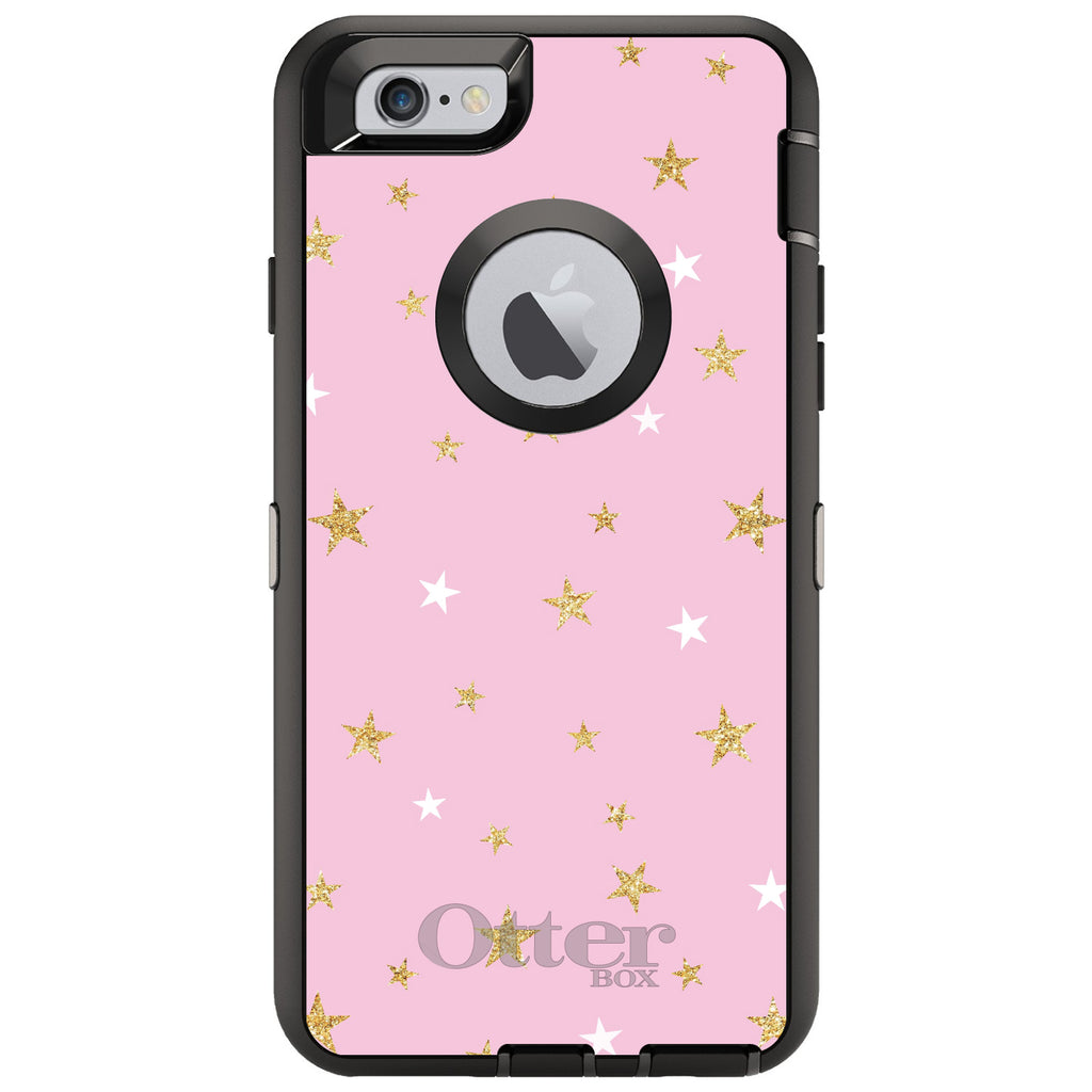 Pink & Gold Print, Stars Pattern OtterBox Defender Case for iPhone & Galaxy, view 4