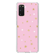 DistinctInk® Clear Shockproof Hybrid Case for Apple iPhone / Samsung Galaxy / Google Pixel - Pink & Gold Print - Stars Pattern