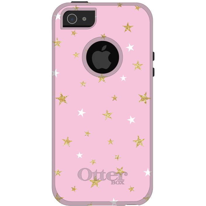 Pink & Gold Print, Stars Pattern OtterBox Commuter Case for iPhone & Galaxy, view 5