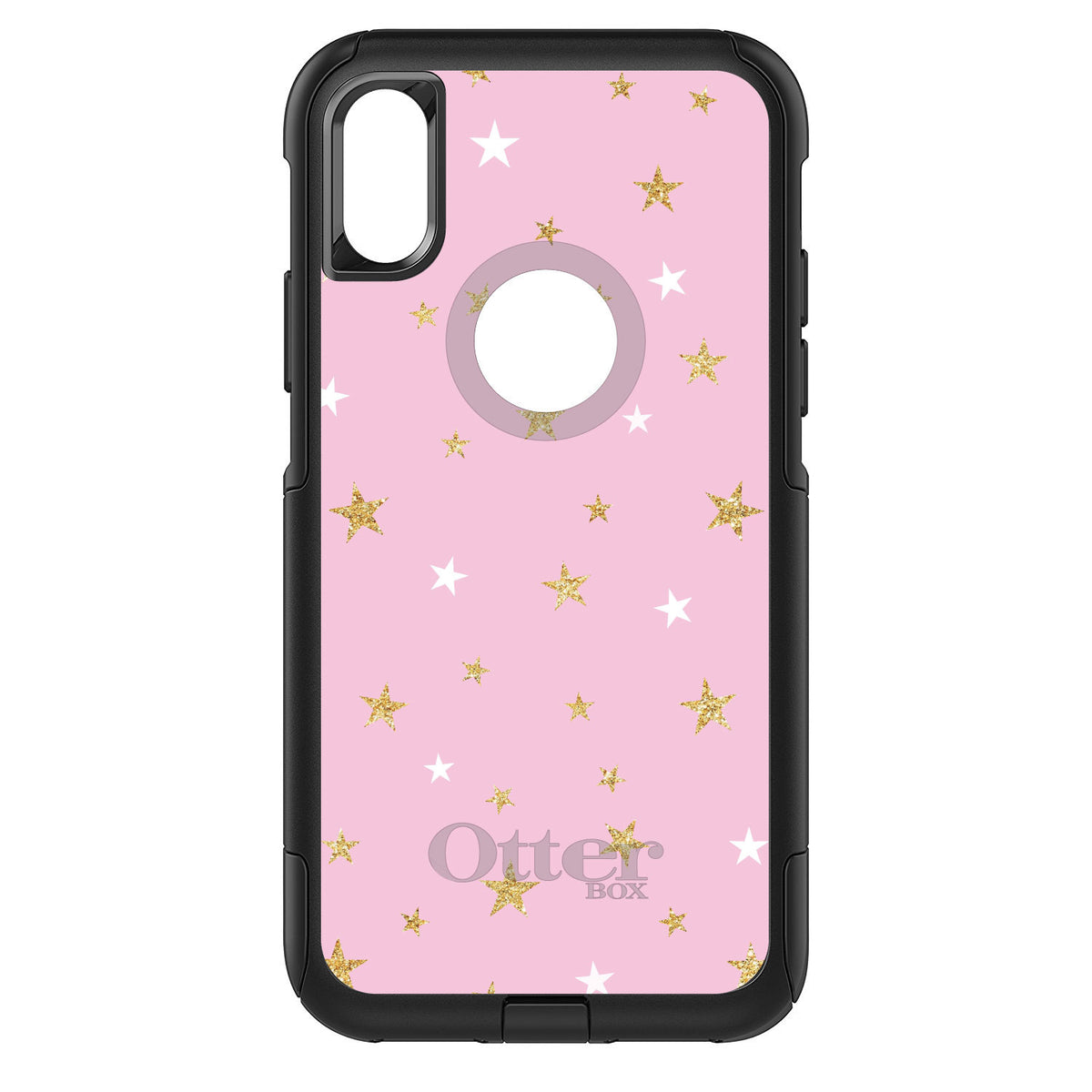 Pink & Gold Print, Stars Pattern OtterBox Commuter Case for iPhone & Galaxy, view 3