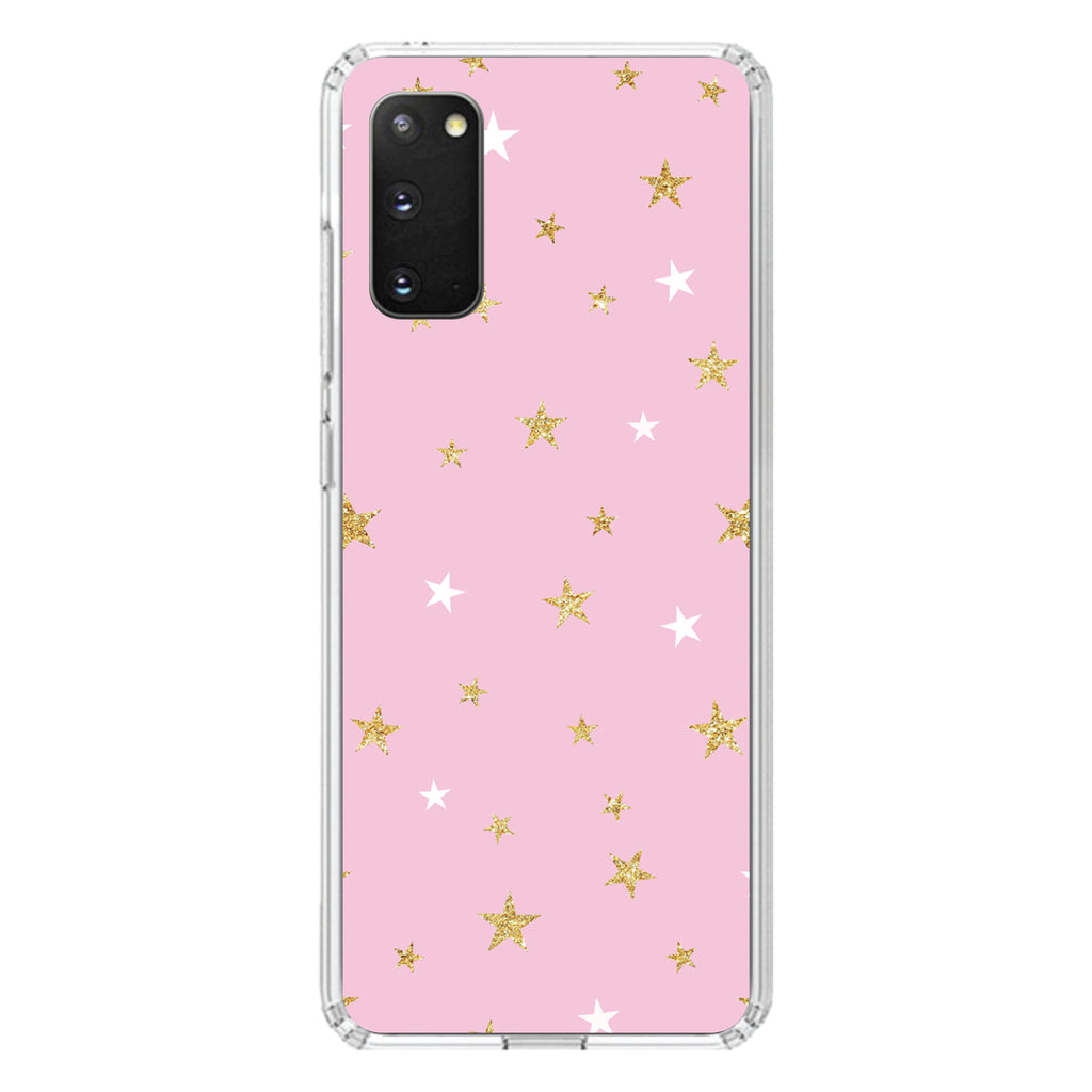 Pink & Gold Print, Stars Pattern Clear Shockproof iPhone Case, view 15