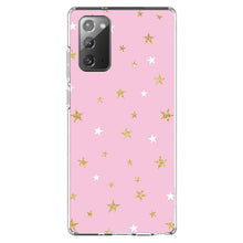 DistinctInk® Clear Shockproof Hybrid Case for Apple iPhone / Samsung Galaxy / Google Pixel - Pink & Gold Print - Stars Pattern