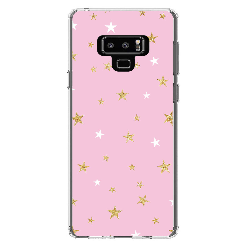 Pink & Gold Print, Stars Pattern Clear Shockproof iPhone Case, view 11