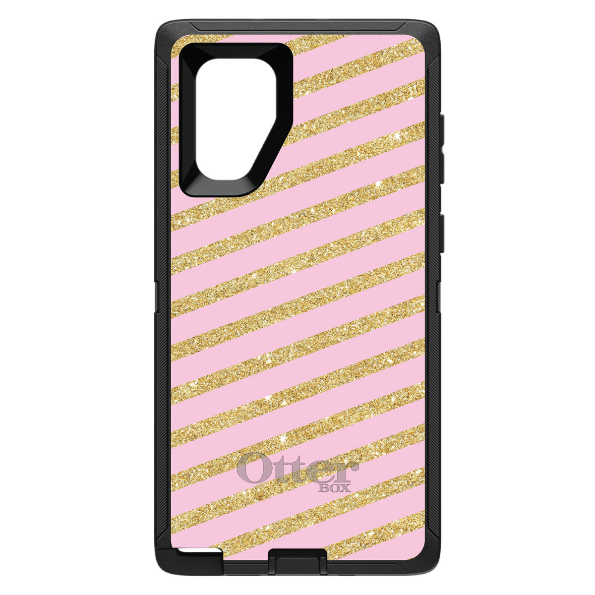 Pink & Gold Print, Diagonal Stripes Pattern OtterBox Defender Case for iPhone & Galaxy, view 15