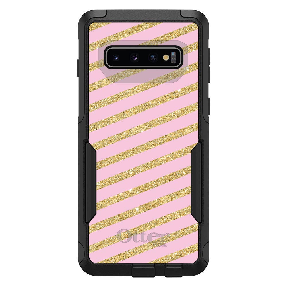 Pink & Gold Print, Diagonal Stripes Pattern OtterBox Commuter Case for iPhone & Galaxy, view 7