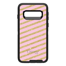 DistinctInk™ OtterBox Defender Series Case for Apple iPhone / Samsung Galaxy / Google Pixel - Pink & Gold Print - Diagonal Stripes Pattern