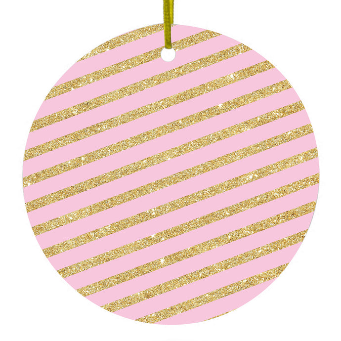 Diagonal Stripes Pattern Ceramic Ornament