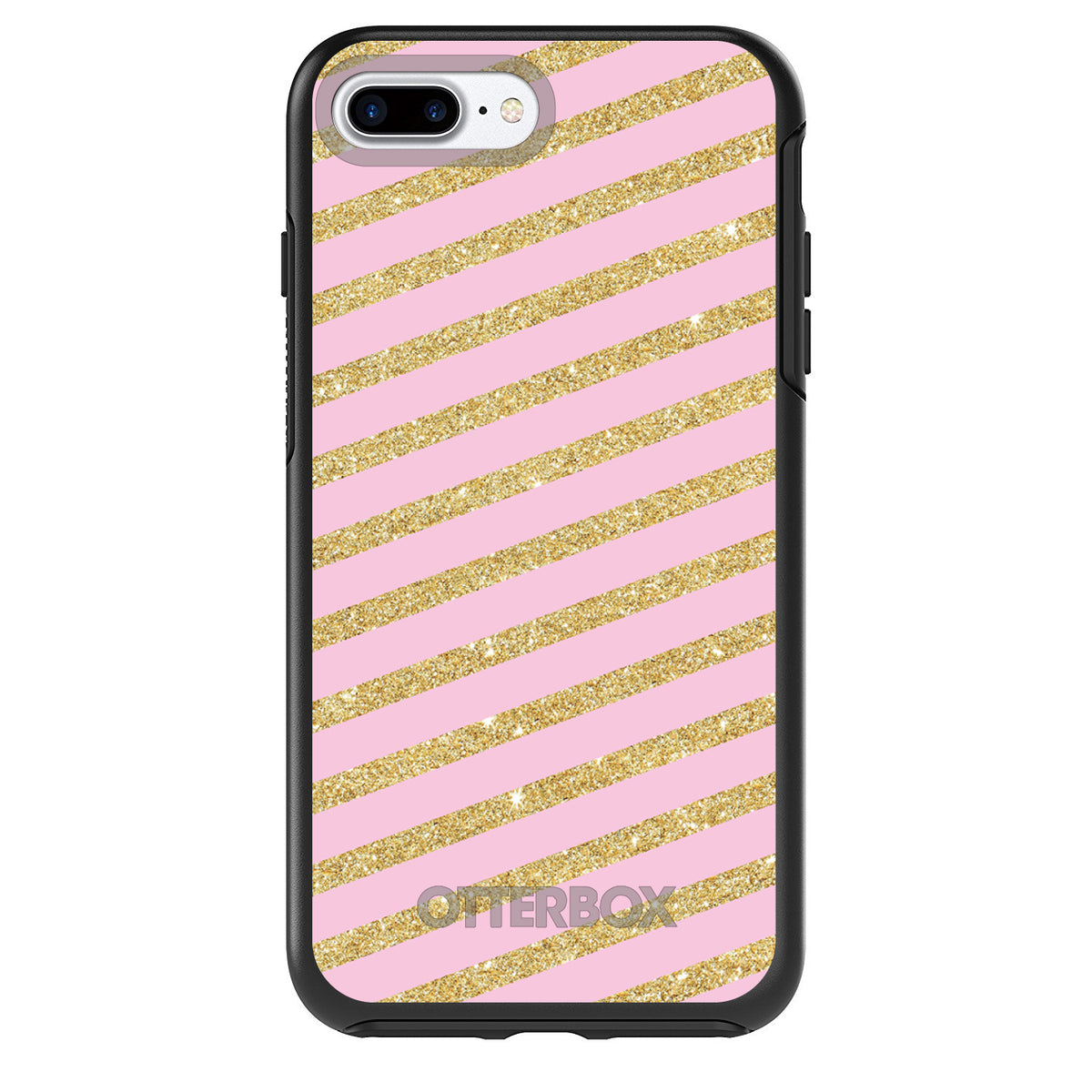 Pink & Gold Print, Diagonal Stripes Pattern OtterBox Symmetry Case for iPhone & Galaxy, view 2