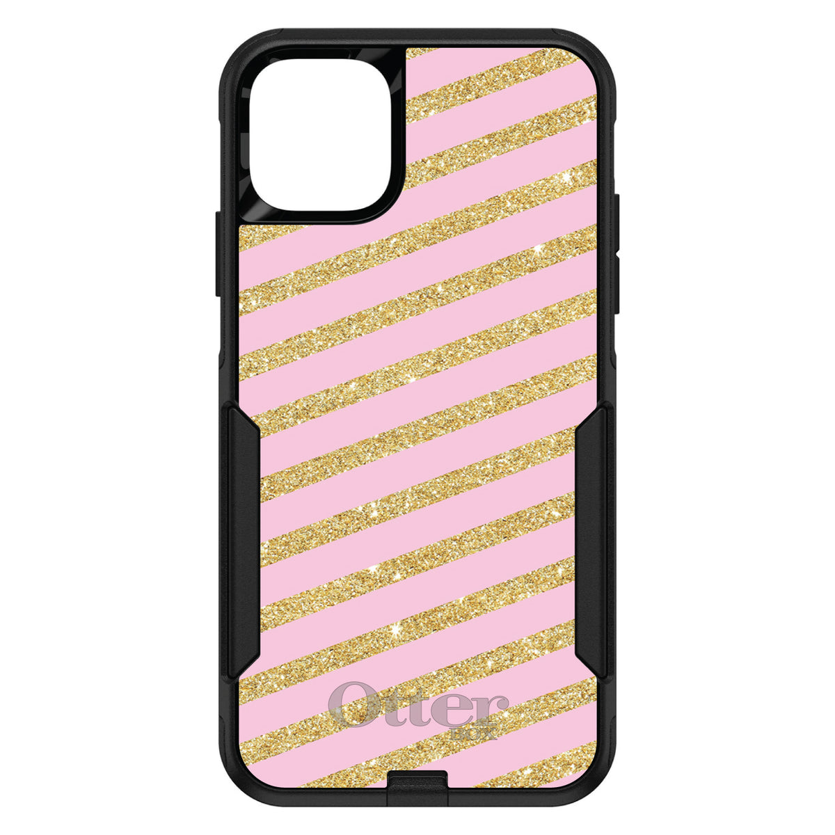 Pink & Gold Print, Diagonal Stripes Pattern OtterBox Commuter Case for iPhone & Galaxy, view 2