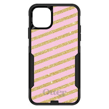 DistinctInk™ OtterBox Commuter Series Case for Apple iPhone or Samsung Galaxy - Pink & Gold Print - Diagonal Stripes Pattern