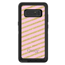 DistinctInk™ OtterBox Defender Series Case for Apple iPhone / Samsung Galaxy / Google Pixel - Pink & Gold Print - Diagonal Stripes Pattern