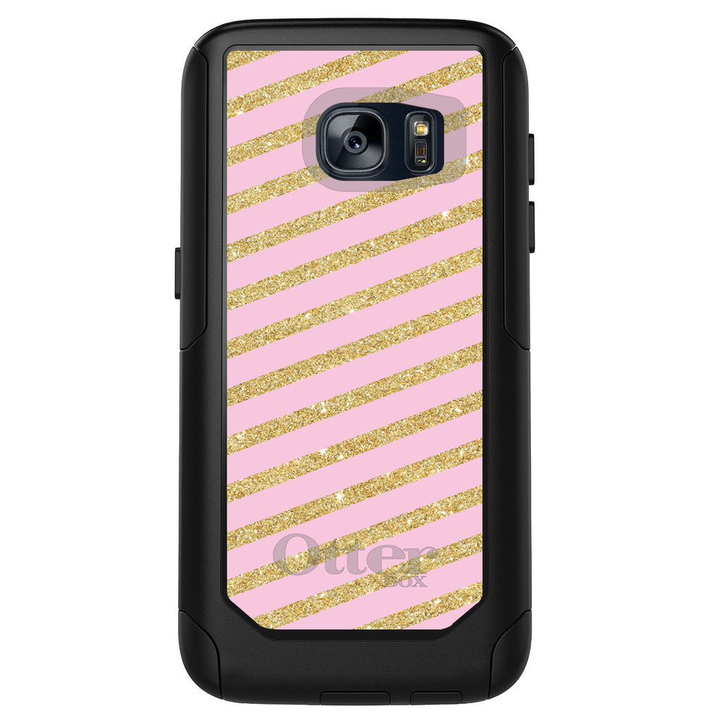 Pink & Gold Print, Diagonal Stripes Pattern OtterBox Commuter Case for iPhone & Galaxy, view 11