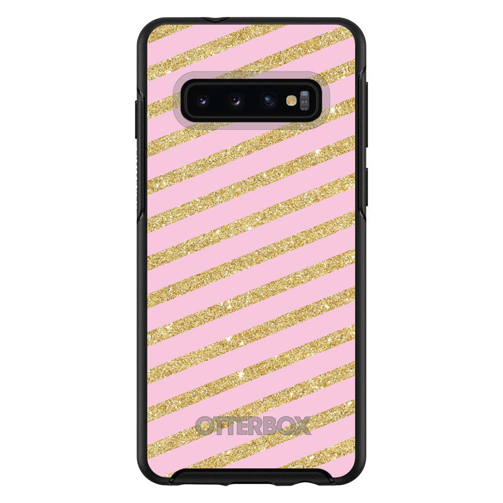 Pink & Gold Print, Diagonal Stripes Pattern OtterBox Symmetry Case for iPhone & Galaxy, view 6