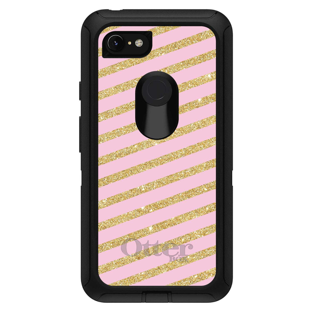 Pink & Gold Print, Diagonal Stripes Pattern OtterBox Defender Case for iPhone & Galaxy, view 18