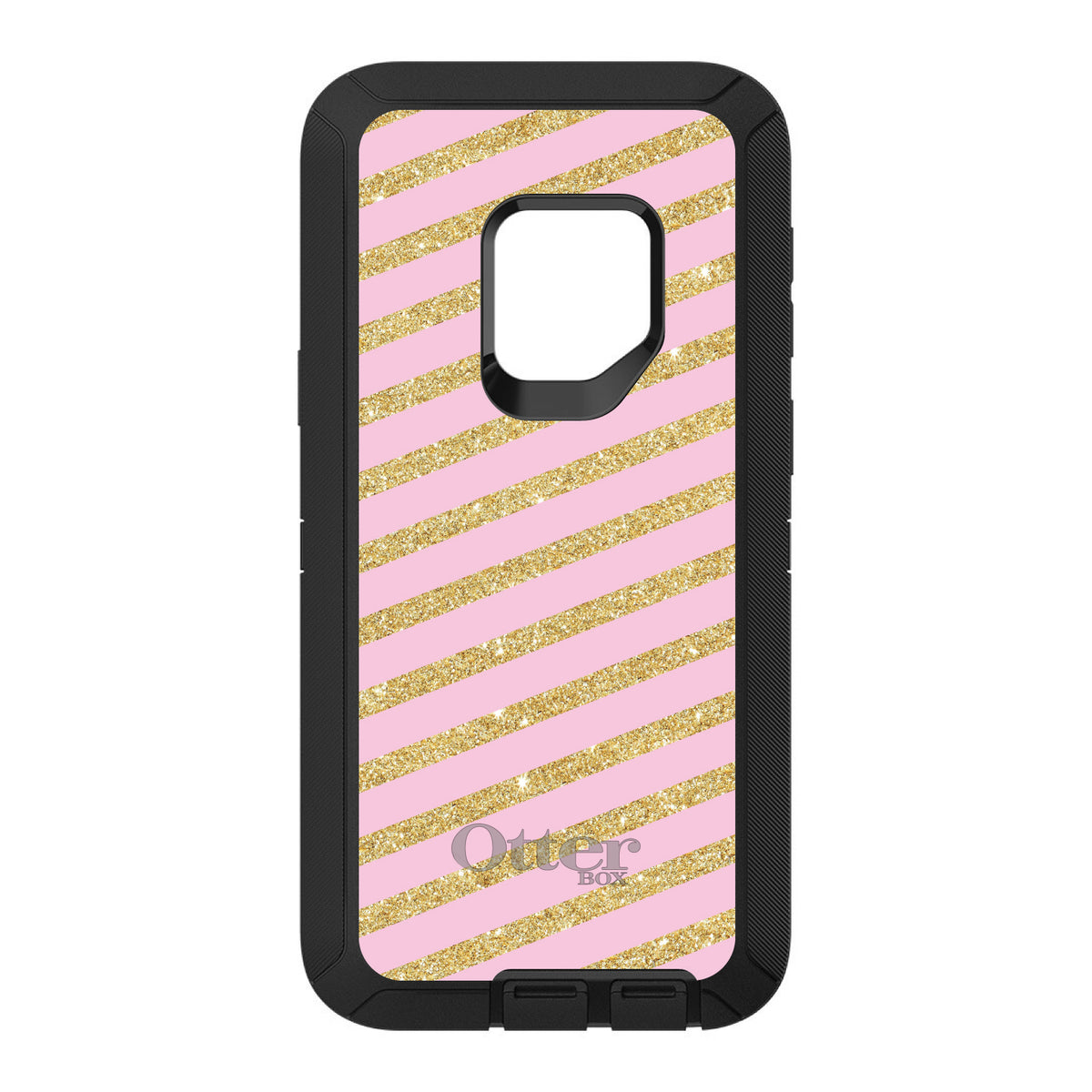 Pink & Gold Print, Diagonal Stripes Pattern OtterBox Defender Case for iPhone & Galaxy, view 11